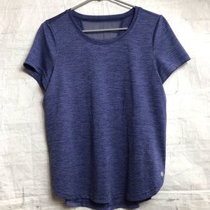 Apana Blue Short Sleeve Tee Sheer Inset Sz Med